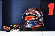 Max Verstappen's helmet and gloves sitting in the Red Bull garage - Belgian Grand Prix - Source: Getty